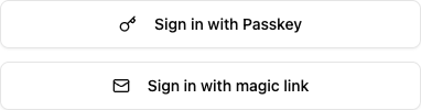 Passkey and magic link sign in options